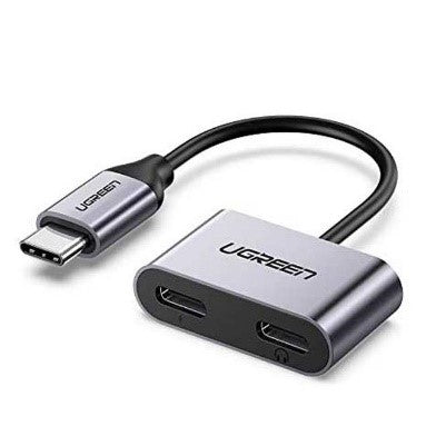 Ugreen Converter 2-In-1 USB C Headphone & Charge - Gray